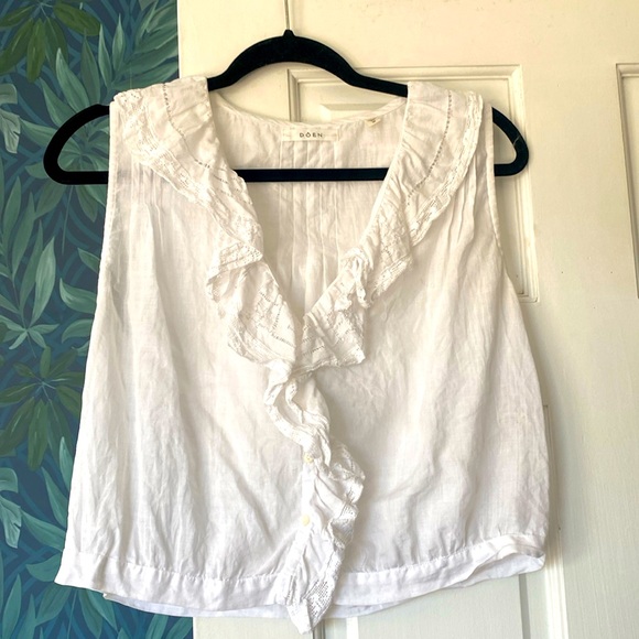 Doen Tops - DOEN  sleeveless linen ramie with detail